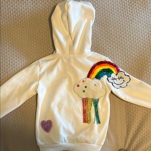 White Kids Hoodie with Rainbow Design